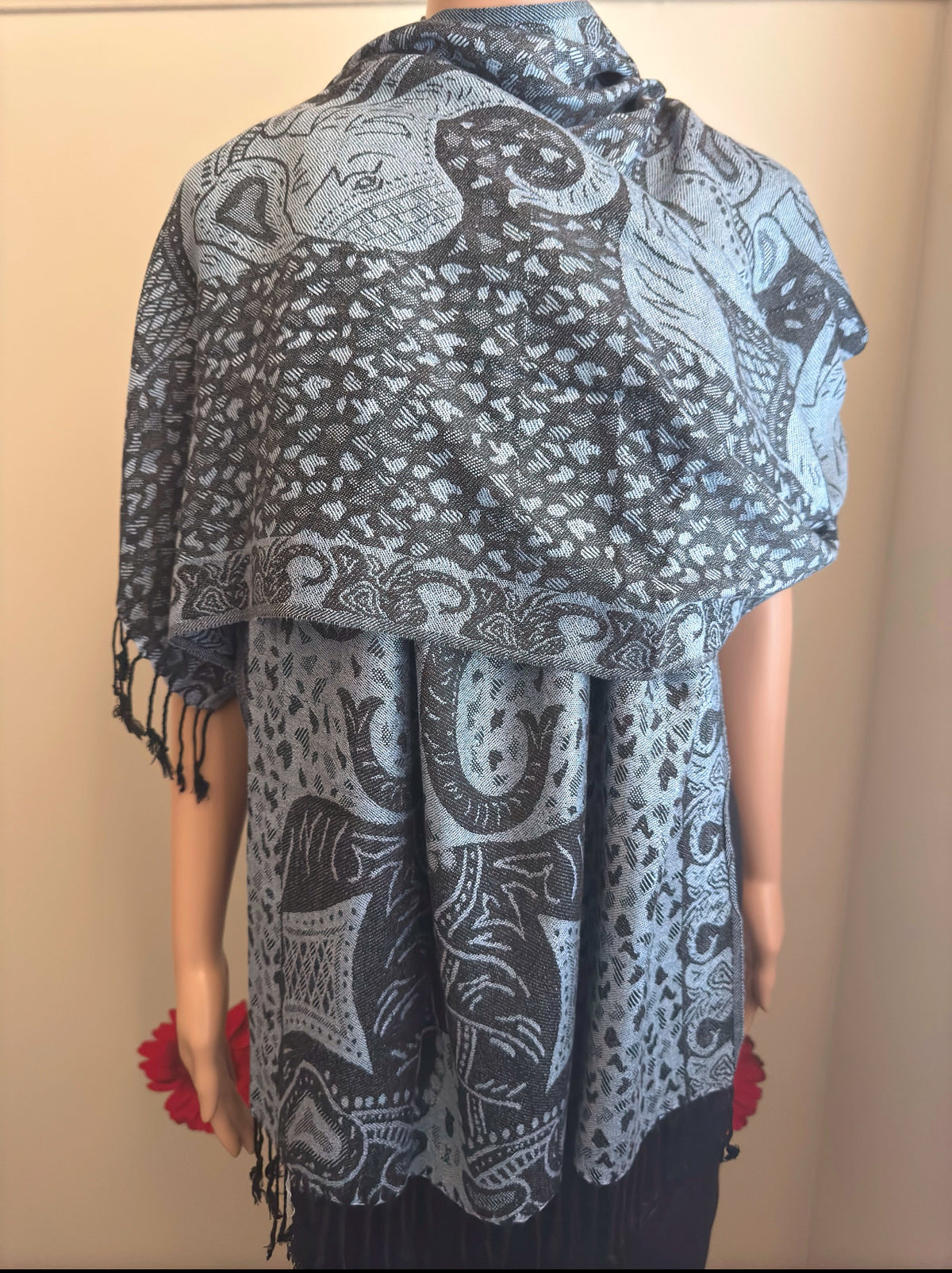 Elephant & Dune Scarf reversible Stole (Blue)