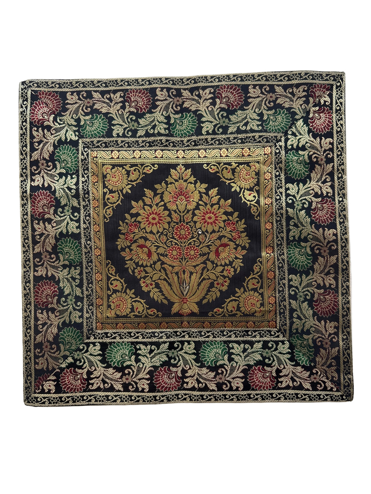 Set of 5 decorative cushion covers in Banarasi Silk (Black)