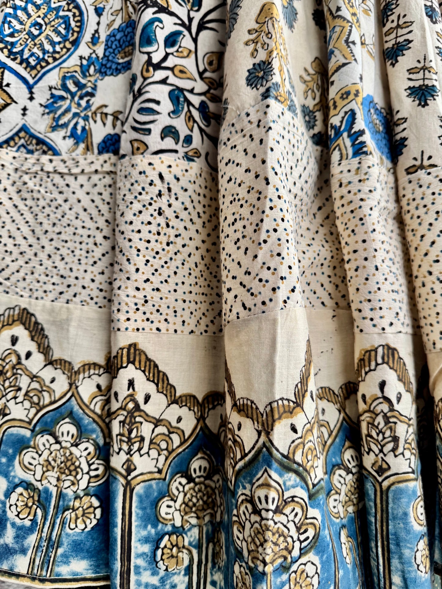Long maxi Ghera Lehenga Skirts - Cotton Ajrakh handblock