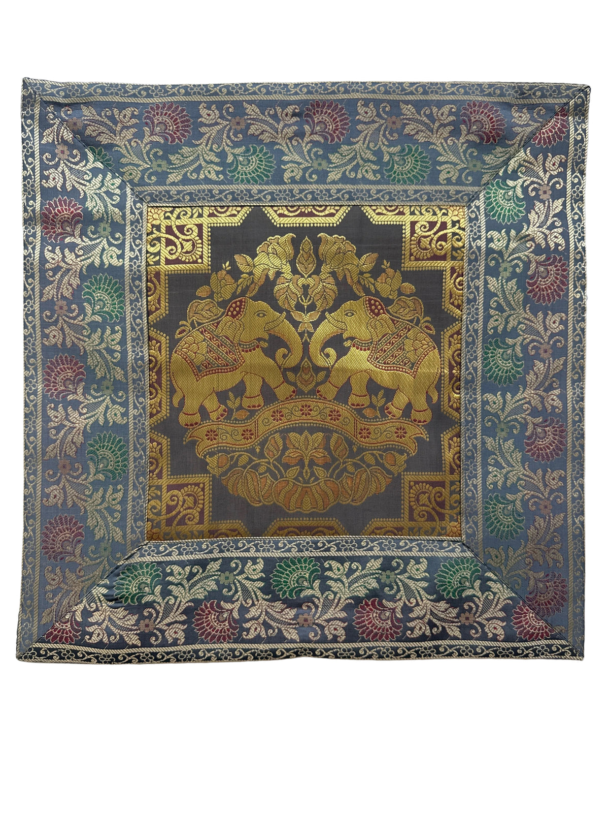 Set of 5 decorations cushion covers in Banarasi Silk (Grey)