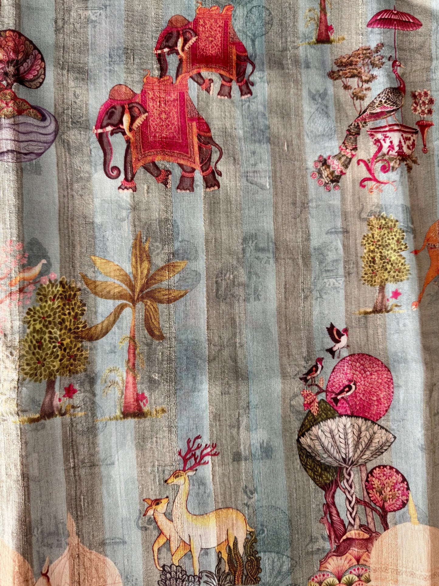 Handwoven pure Tussar Silk Kantha+Kalamkaari Saree