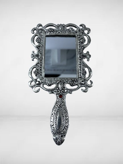 German Silver Antique Hand Mirror