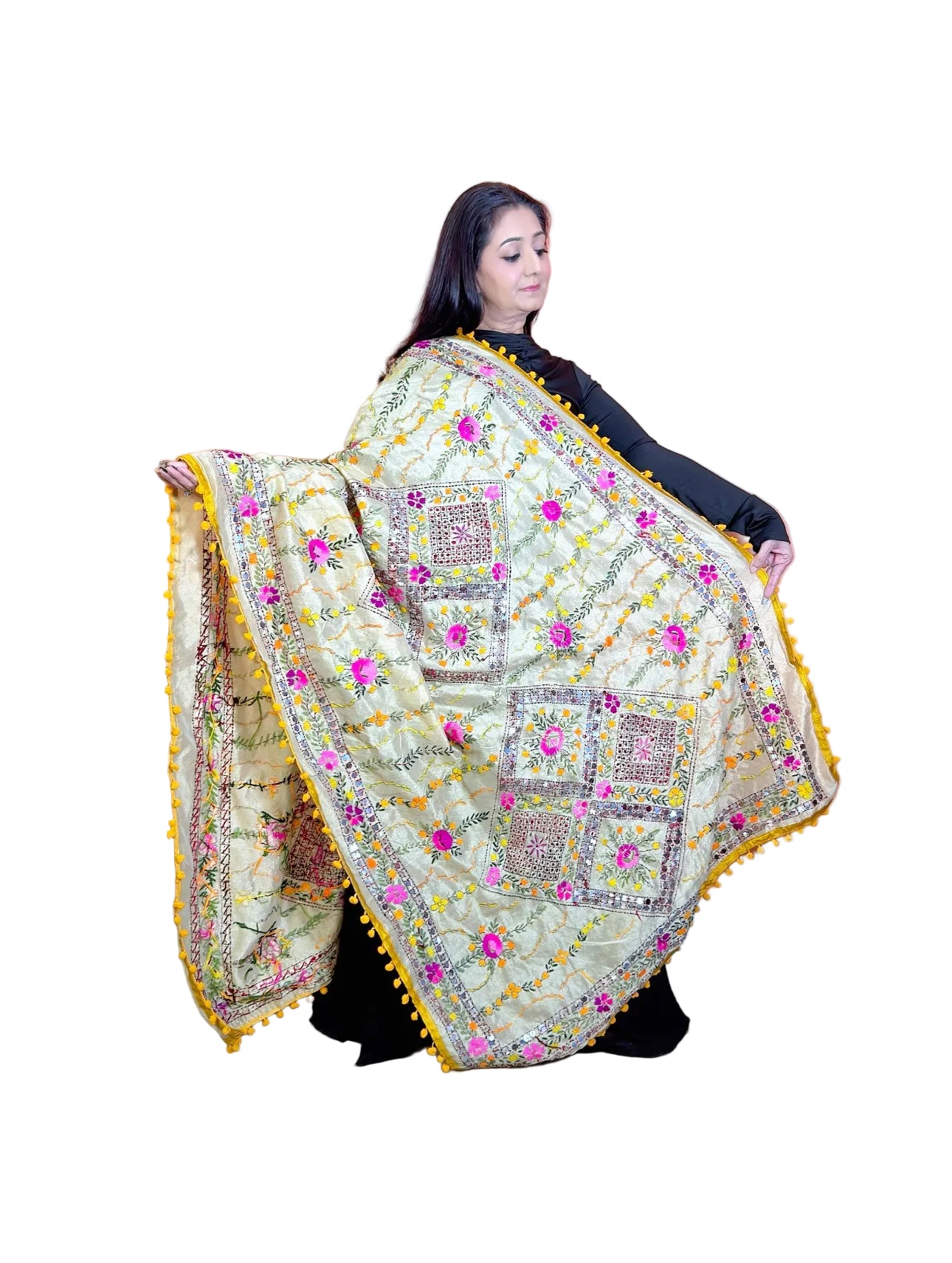 Chanderi Phulkari Dupatta - Femantraa