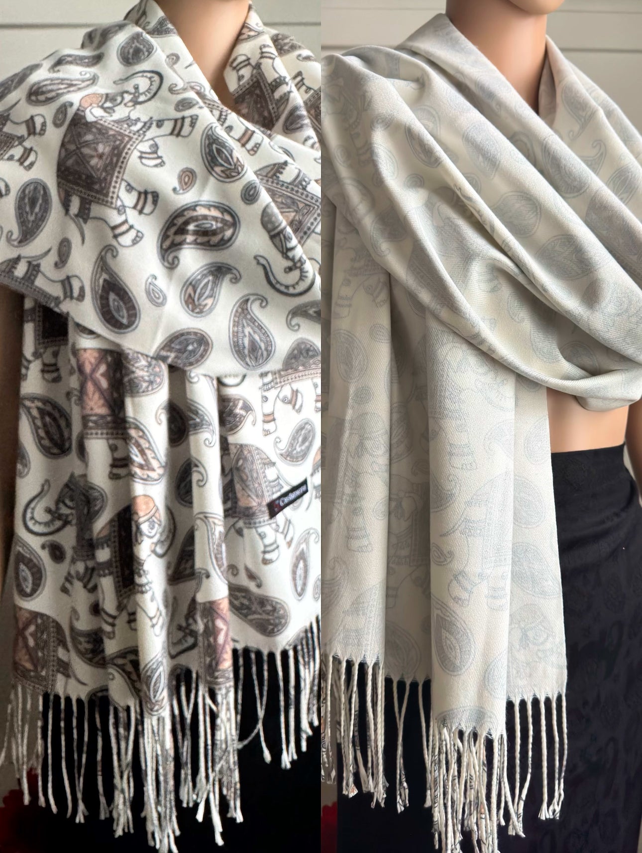 Pure Cashmere elephant print Reversible Stoles (3 colours)
