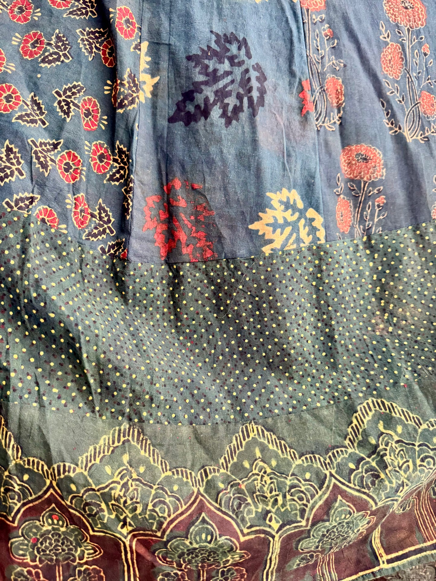 Long maxi Ghera Lehenga Skirts - Cotton Ajrakh handblock