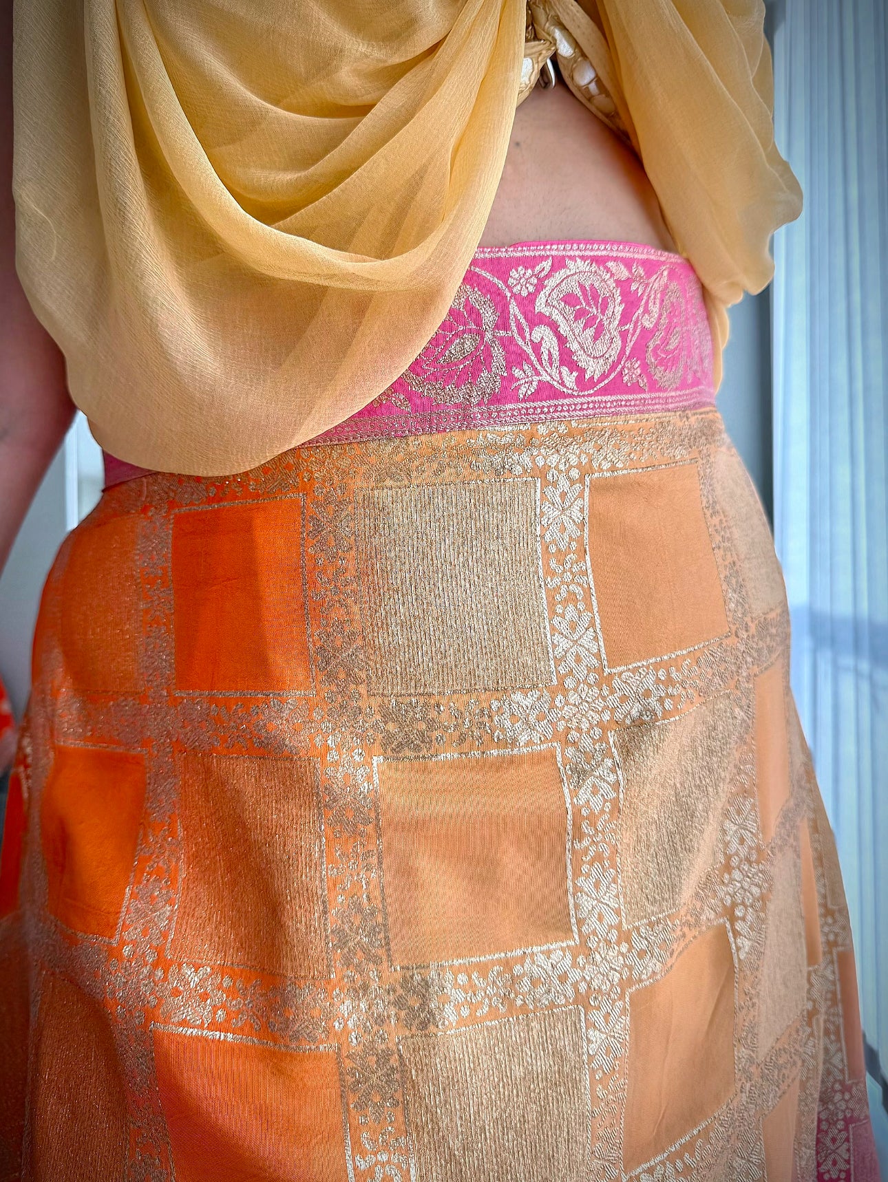 Ananta Madras Checks Wrap Saree Lehenga Skirt