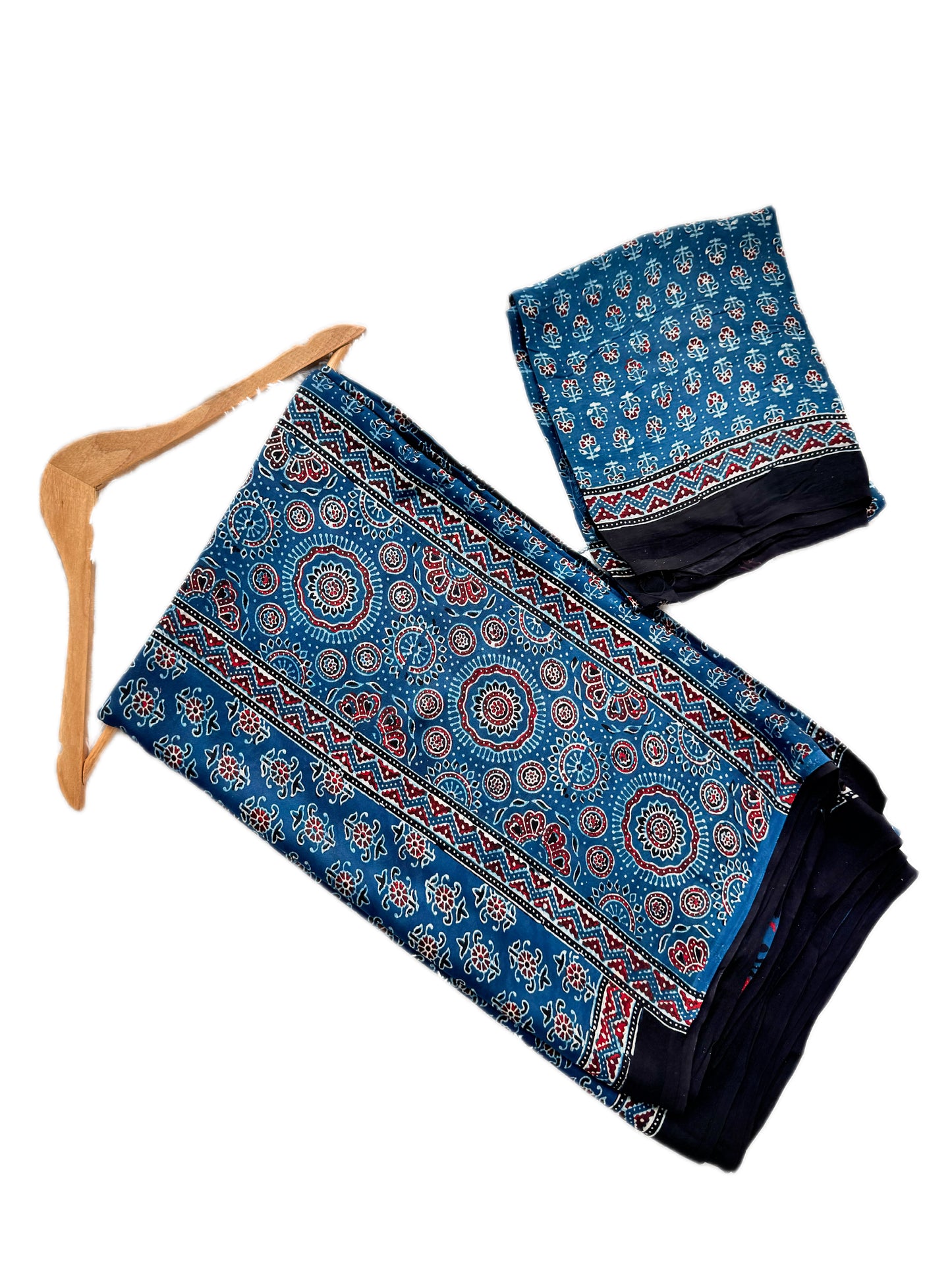 Blue Ajrakh Modal Reversible Saree