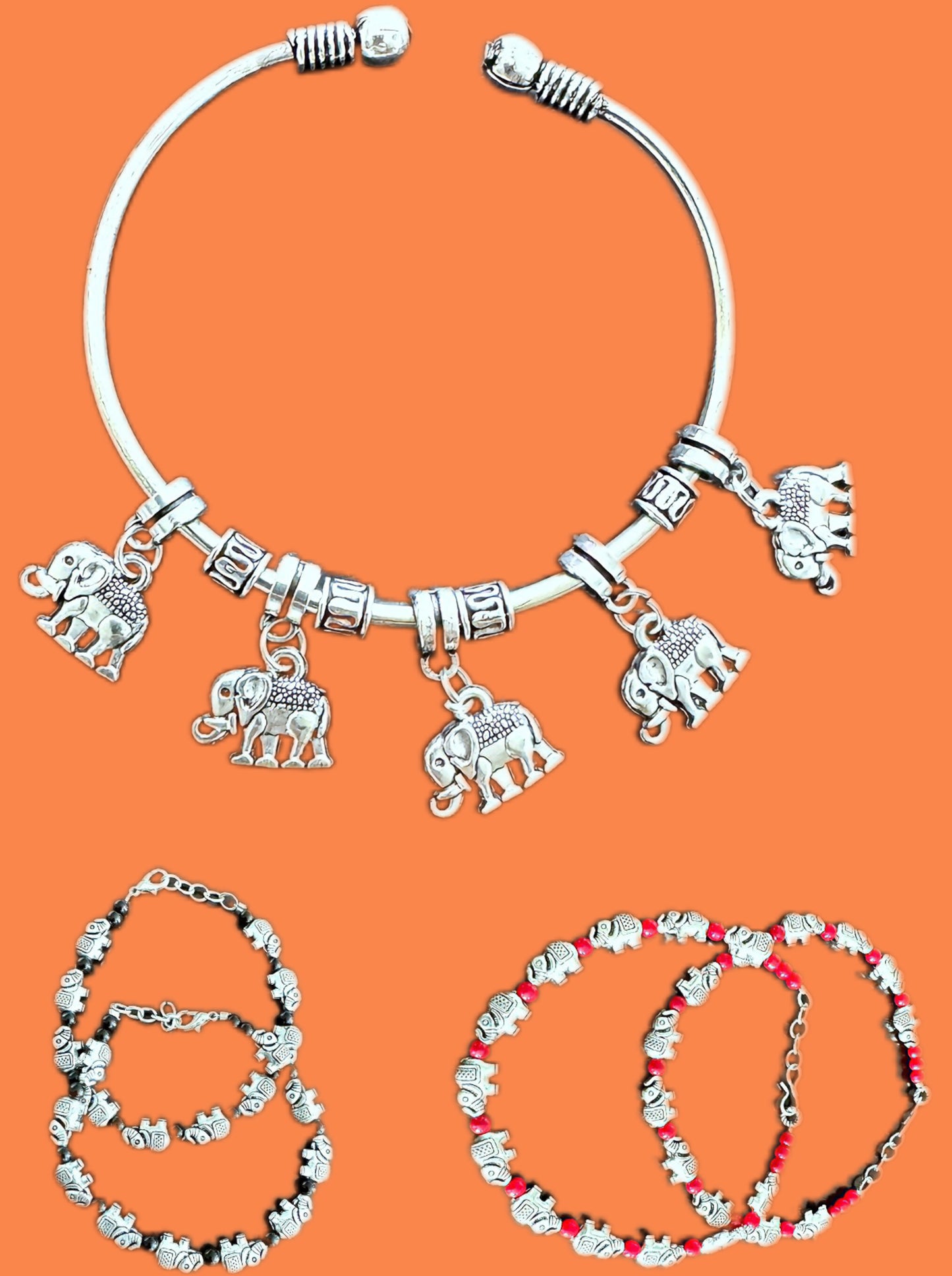 German Silver Elephant charm Bracelets - Femantraa