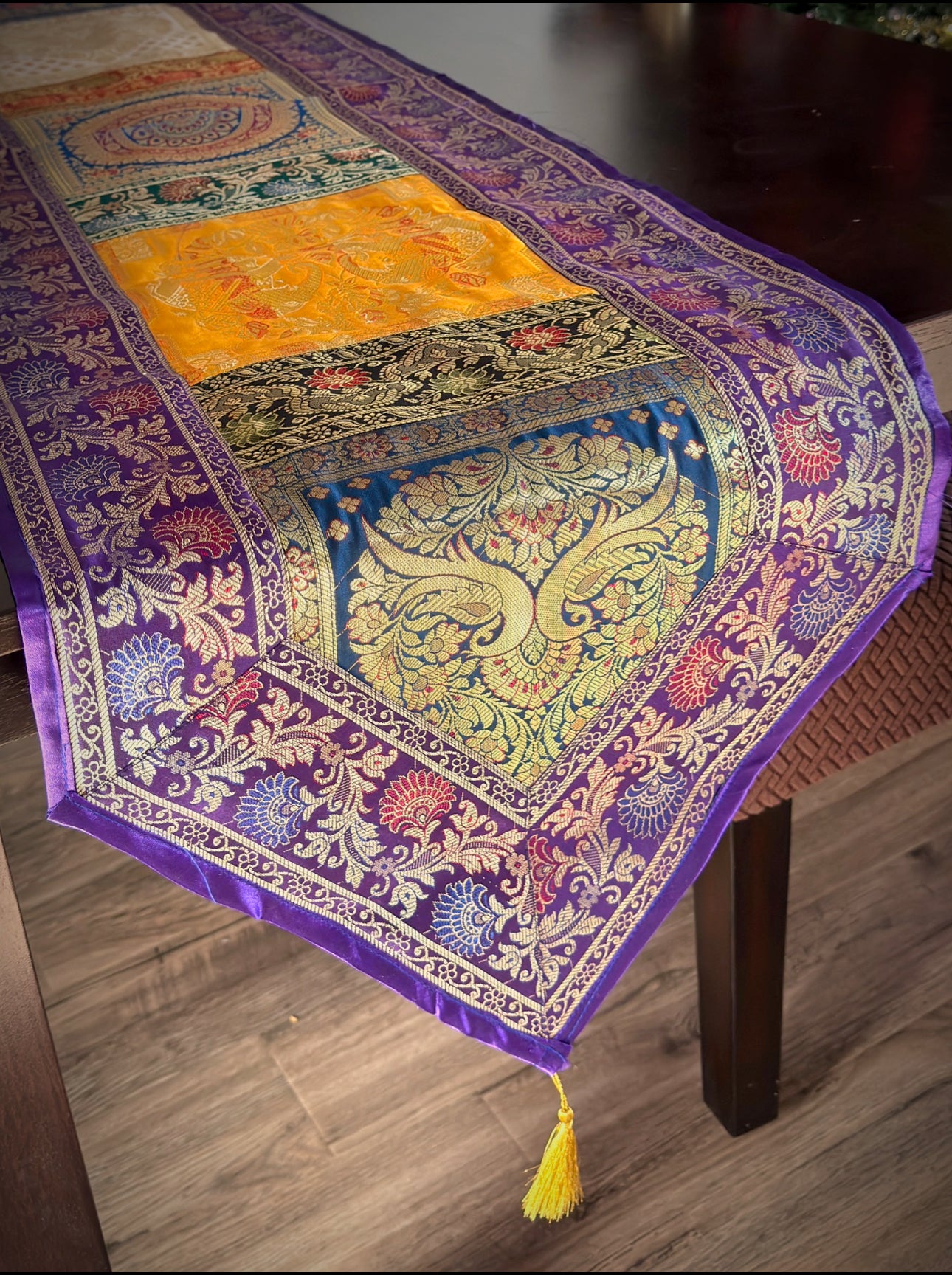Boho Banarasi Silk Runner: Ethereal Elegance - Femantraa