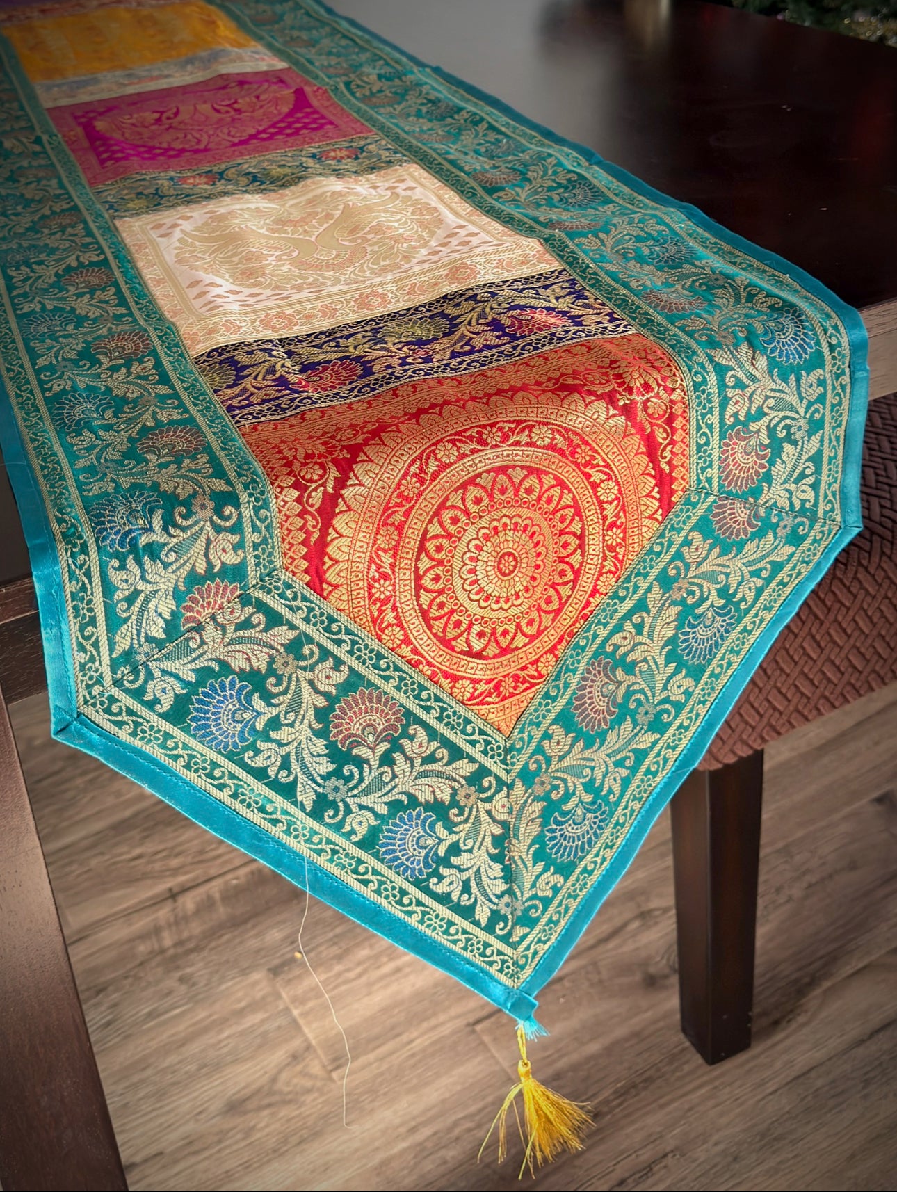 Boho Banarasi Silk Runner: Ethereal Elegance - Femantraa