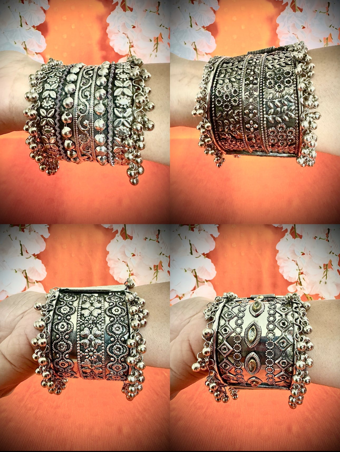 Oxidized Artistic adjustable Cuff style bracelets - Femantraa