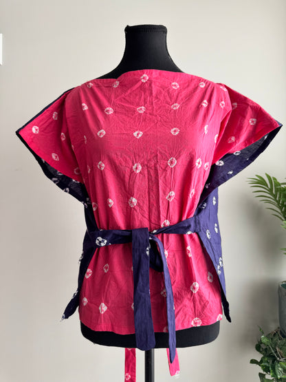 The Sandhi Kurpasaka: Short Reversible Bandhani Wrap Choli