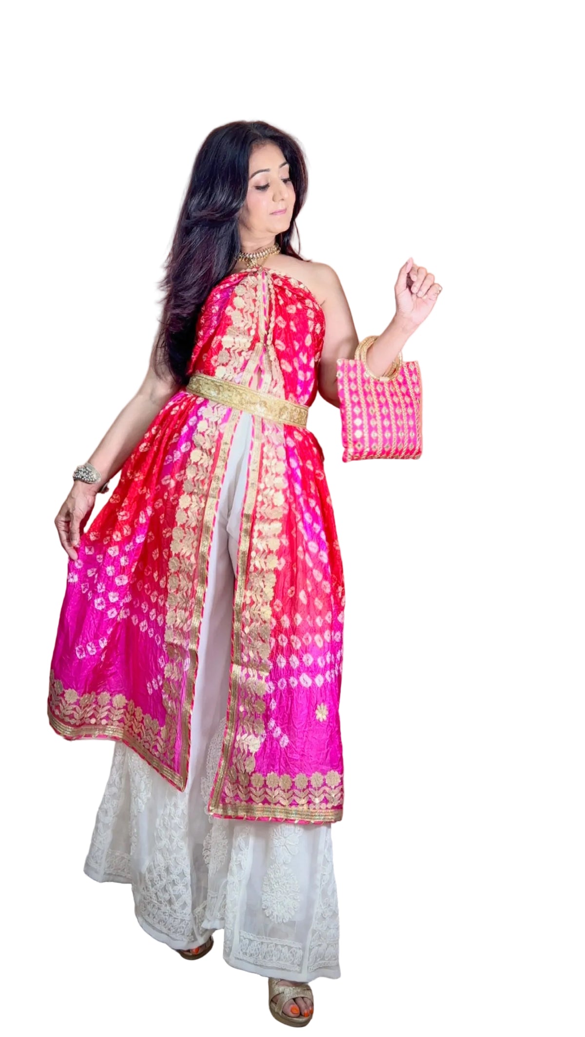 Vibrant Multicolor Silk Bandhej Dupatta