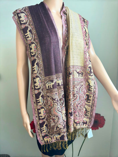 Elephant & Dune Scarf Shawl (Wine)