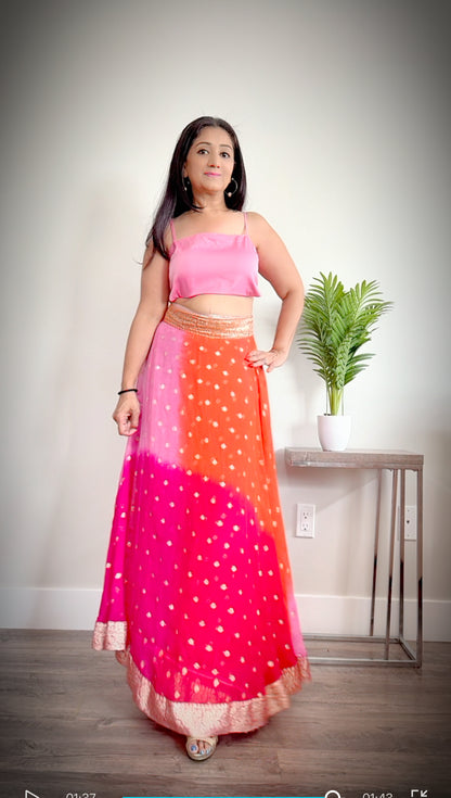 Ananta Wrap Saree Lehenga Skirt & Choli Top Set