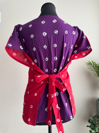 The Sandhi Kurpasaka: Short Reversible Bandhani Wrap Choli