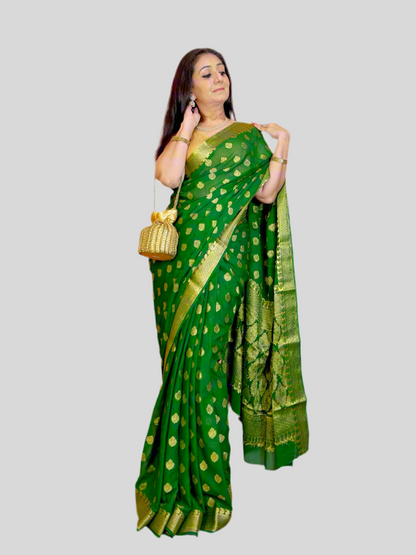 Pure Banarasi Georgette Saree - Green