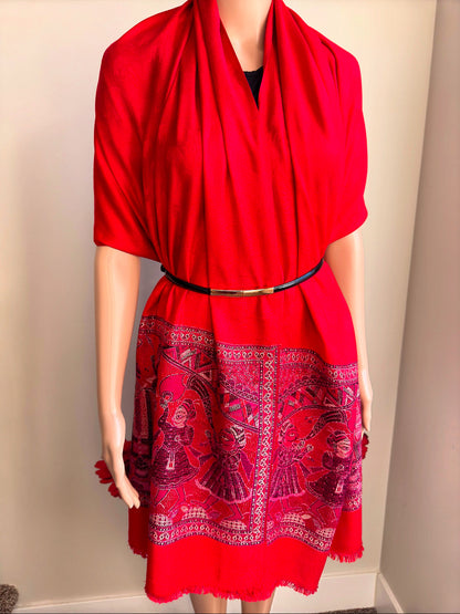 Indian procession theme Stole (Bright Red)