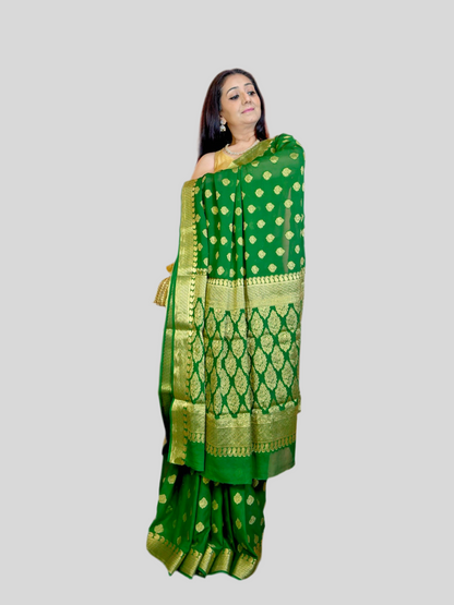 Pure Banarasi Georgette Saree - Green
