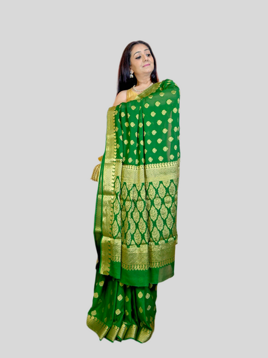Pure Banarasi Georgette Saree - Green