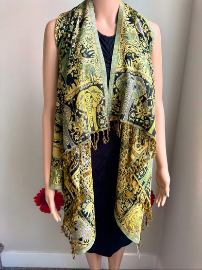 Elephant & Dune Scarf reversible Stole (Green)