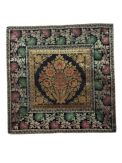Set of 5 decorative cushion covers in Banarasi Silk (Black)