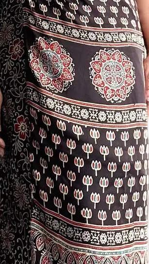 Ajrakh Modal Reversible Saree (Black)