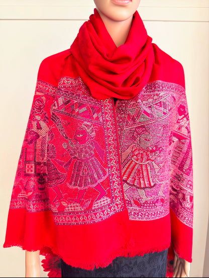 Indian procession theme Stole (Bright Red)