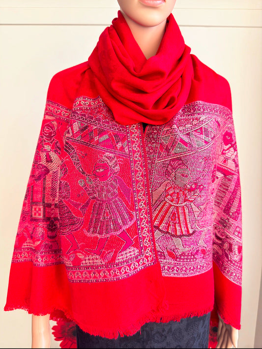 Indian procession theme Stole (Bright Red)