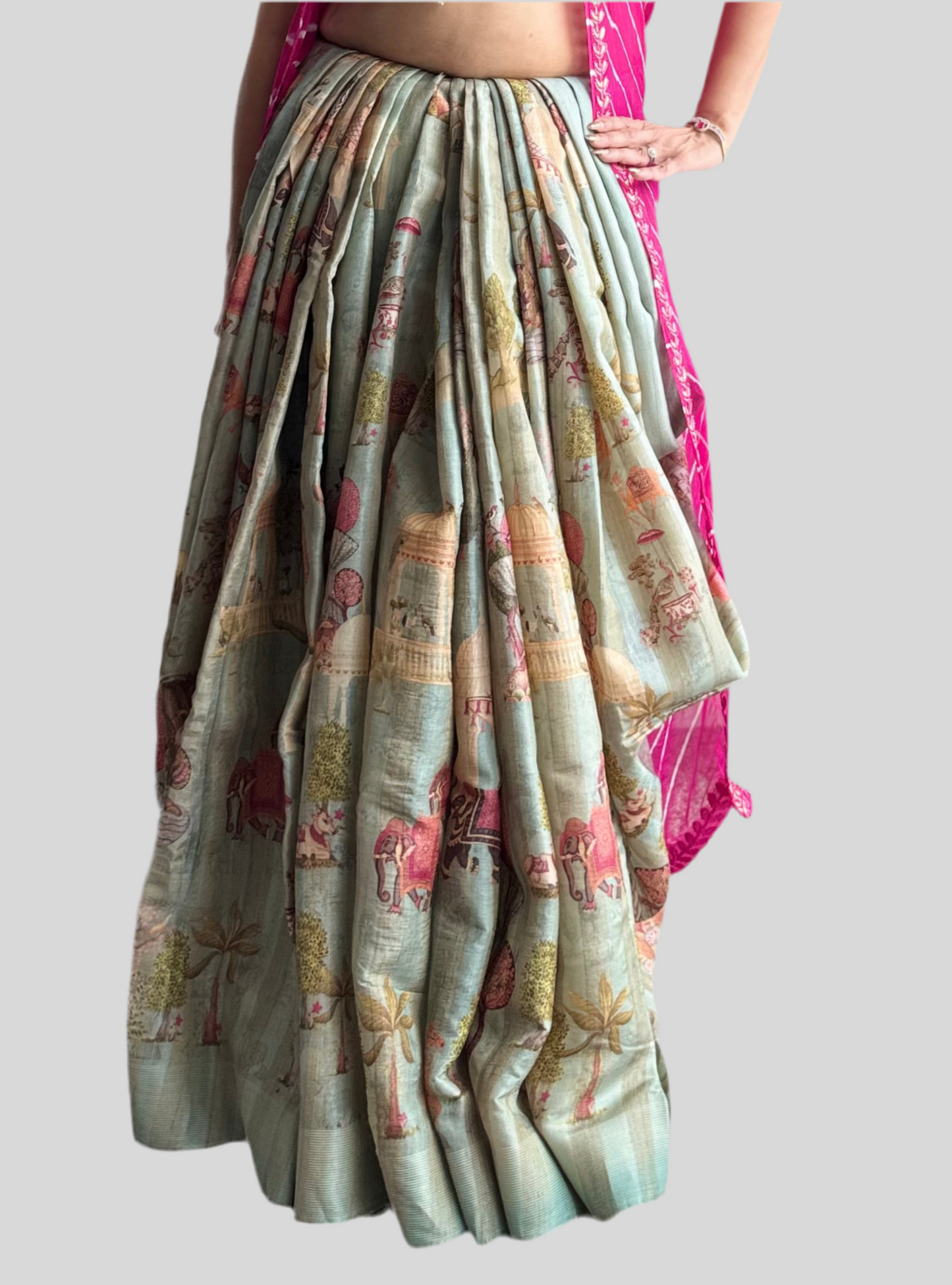 Handwoven pure Tussar Silk Kalamkaari Saree