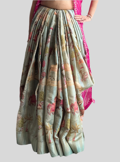 Handwoven pure Tussar Silk Kalamkaari Saree