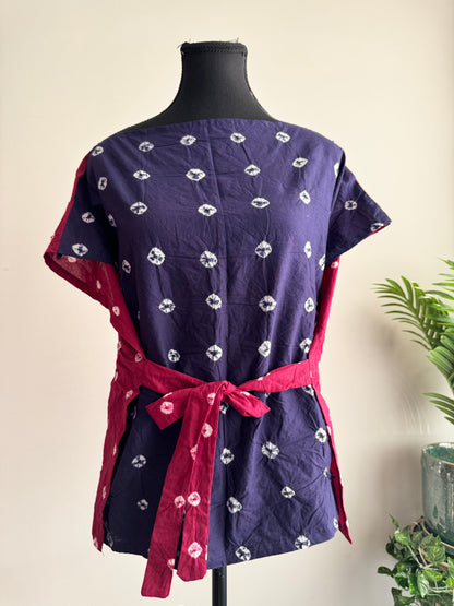 The Sandhi Kurpasaka: Short Reversible Bandhani Wrap Choli