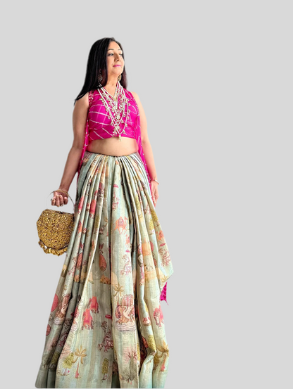 Handwoven pure Tussar Silk Kalamkaari Saree