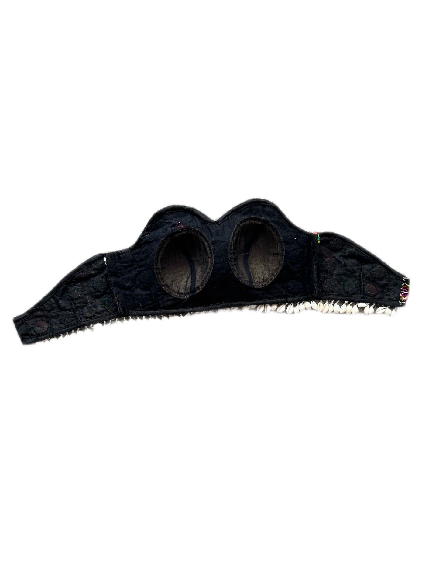 The Upcycled Katran Choli: Hand-Embroidered Strapless Blouse with Kaudi Jhallar