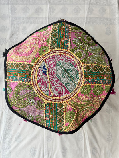 Patchwork Embroidered Decorative Large Round Center Mat