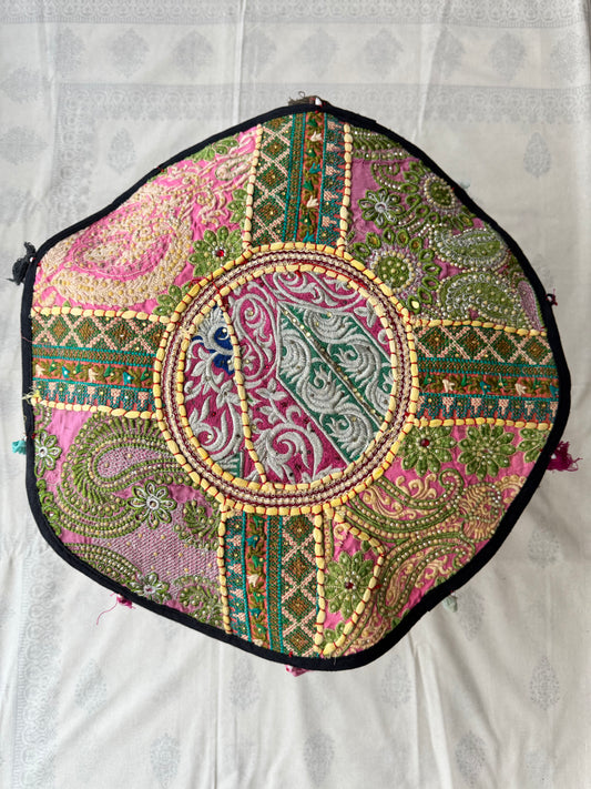 Patchwork Embroidered Decorative Large Round Center Mat