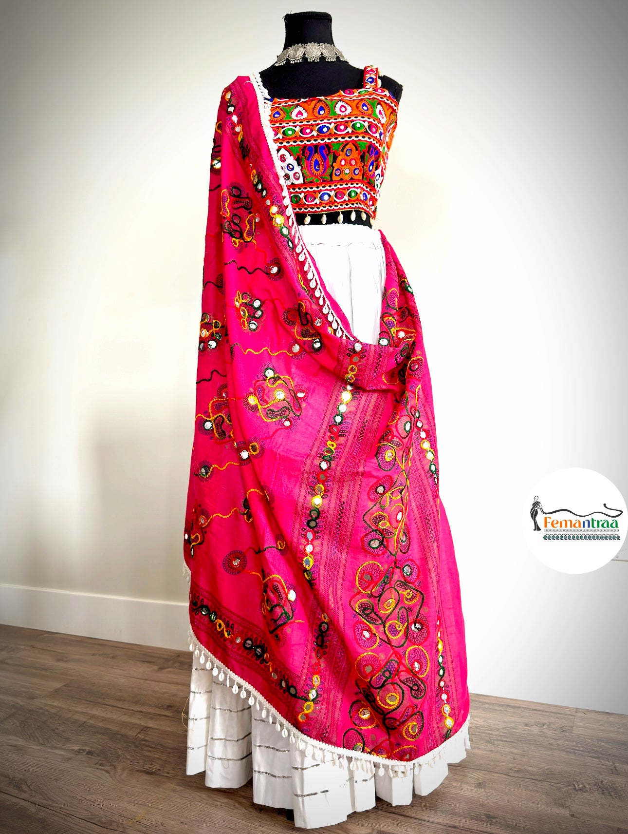 Vintage Kutchi Work Dupatta with Real Mirror For Women | Navratri fashion Special Dupatta | Multicolored Embroidery