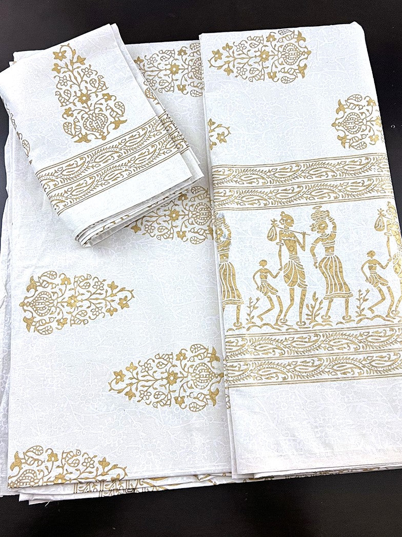 Rustic Charm: Boho Jaipuri Handblock Printed Bedcovers - Femantraa