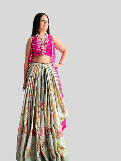 Handwoven pure Tussar Silk Kalamkaari Saree