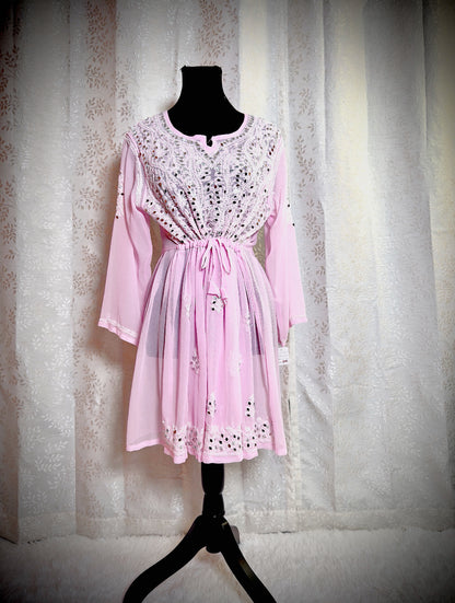 Chikankari Peplum Tunics with mirror embellishments - Femantraa