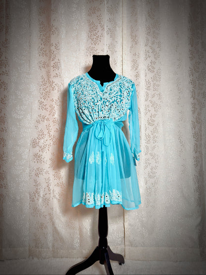 Chikankari Peplum Tunics with mirror embellishments - Femantraa