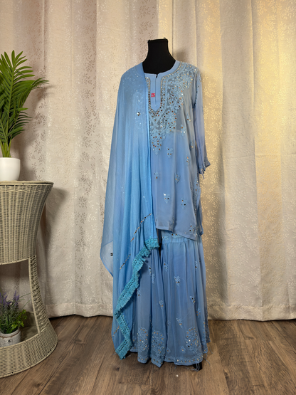 Mirror Embroidered Chikankari Sharara Set: Elegant Style - Femantraa