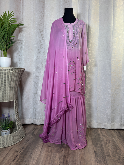 Mirror Embroidered Chikankari Sharara Set: Elegant Style - Femantraa