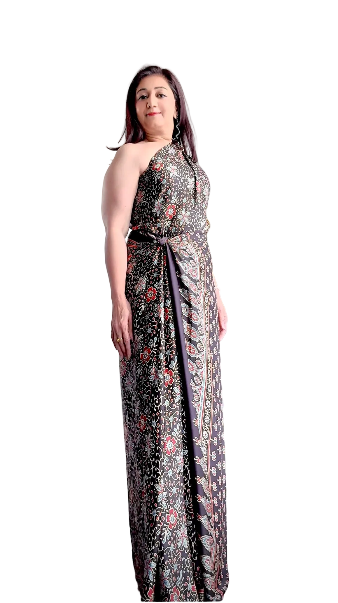 Ajrakh Modal Reversible Saree (Black)