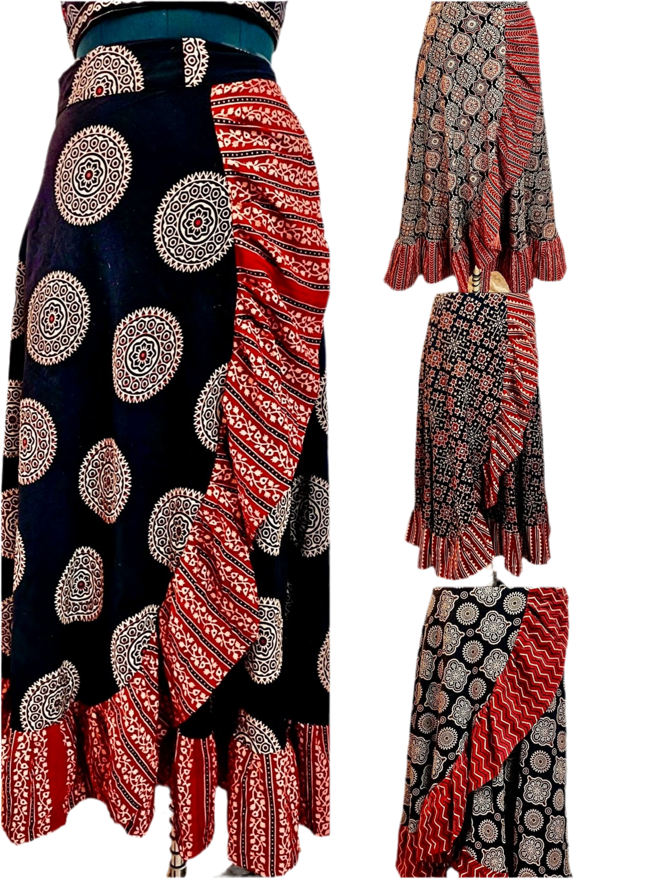 Ajrakh Handblocked Wrap Around Skirts