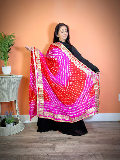 Vibrant Multicolor Bandhej Dupatta - Femantraa