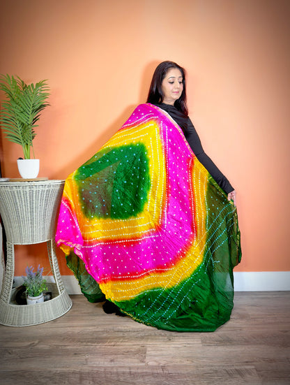 Vibrant Multicolor Bandhej Dupatta - Femantraa