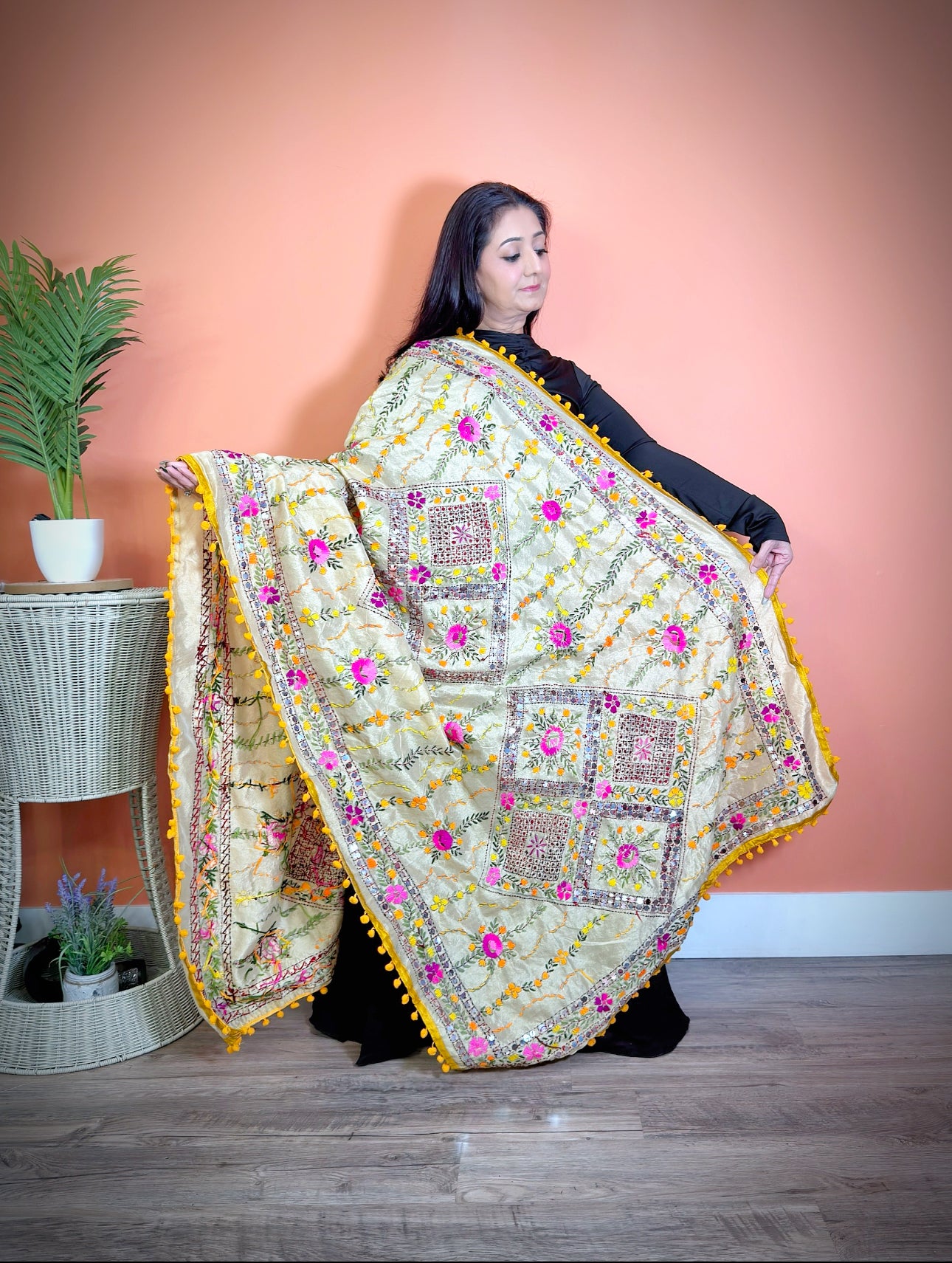 Chanderi Phulkari Dupatta - Femantraa