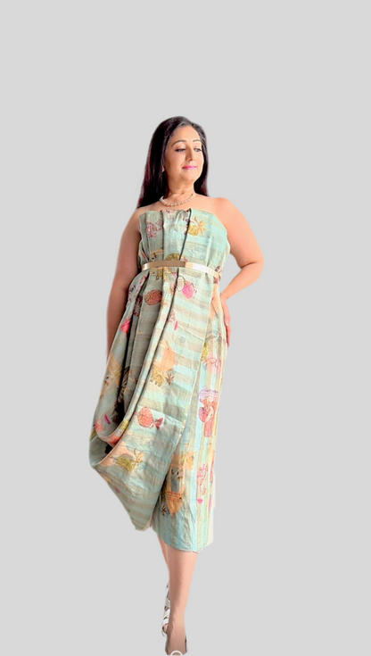 Handwoven pure Tussar Silk Kalamkaari Saree