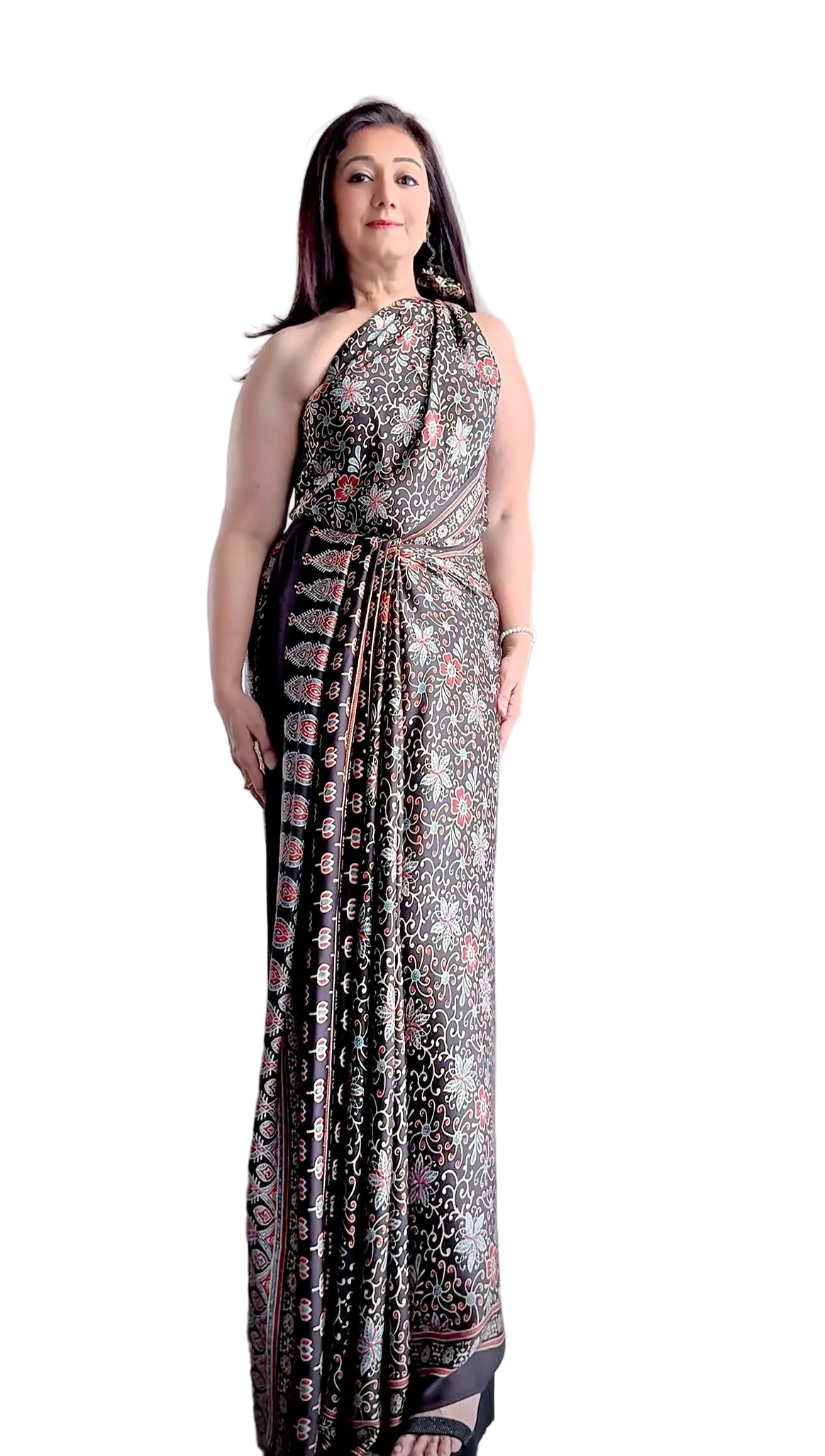 Ajrakh Modal Reversible Saree (Black)
